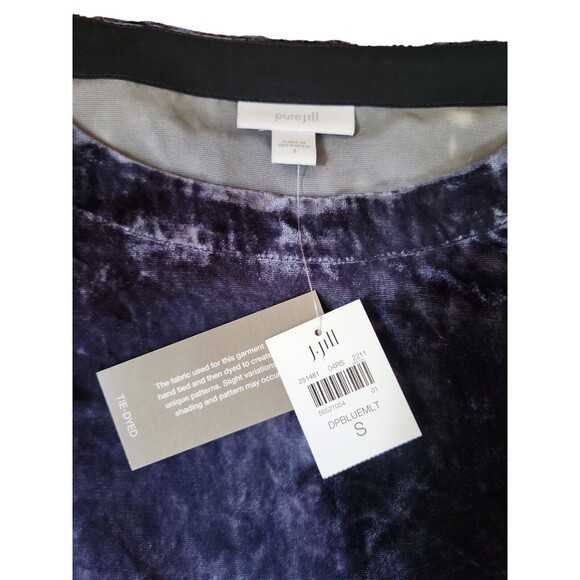 J. Jill Pure Jill Crushed Velvet Boxy Boho Blouse Women S Navy Tie-Dyed NWT - Picture 6 of 9